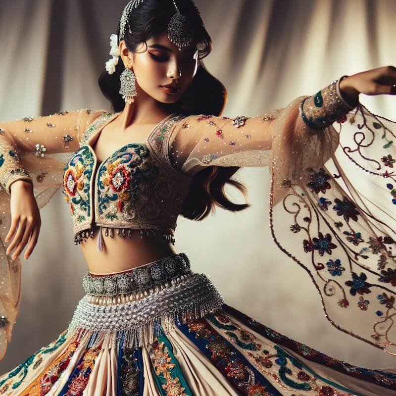 Beautiful Belly Dancer in Traditional Fashionable Attire
