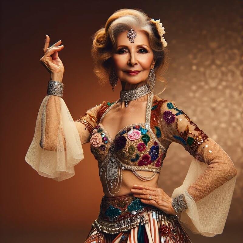 Senior Belly Dancer in Her Sixties Clicking Her Fingers